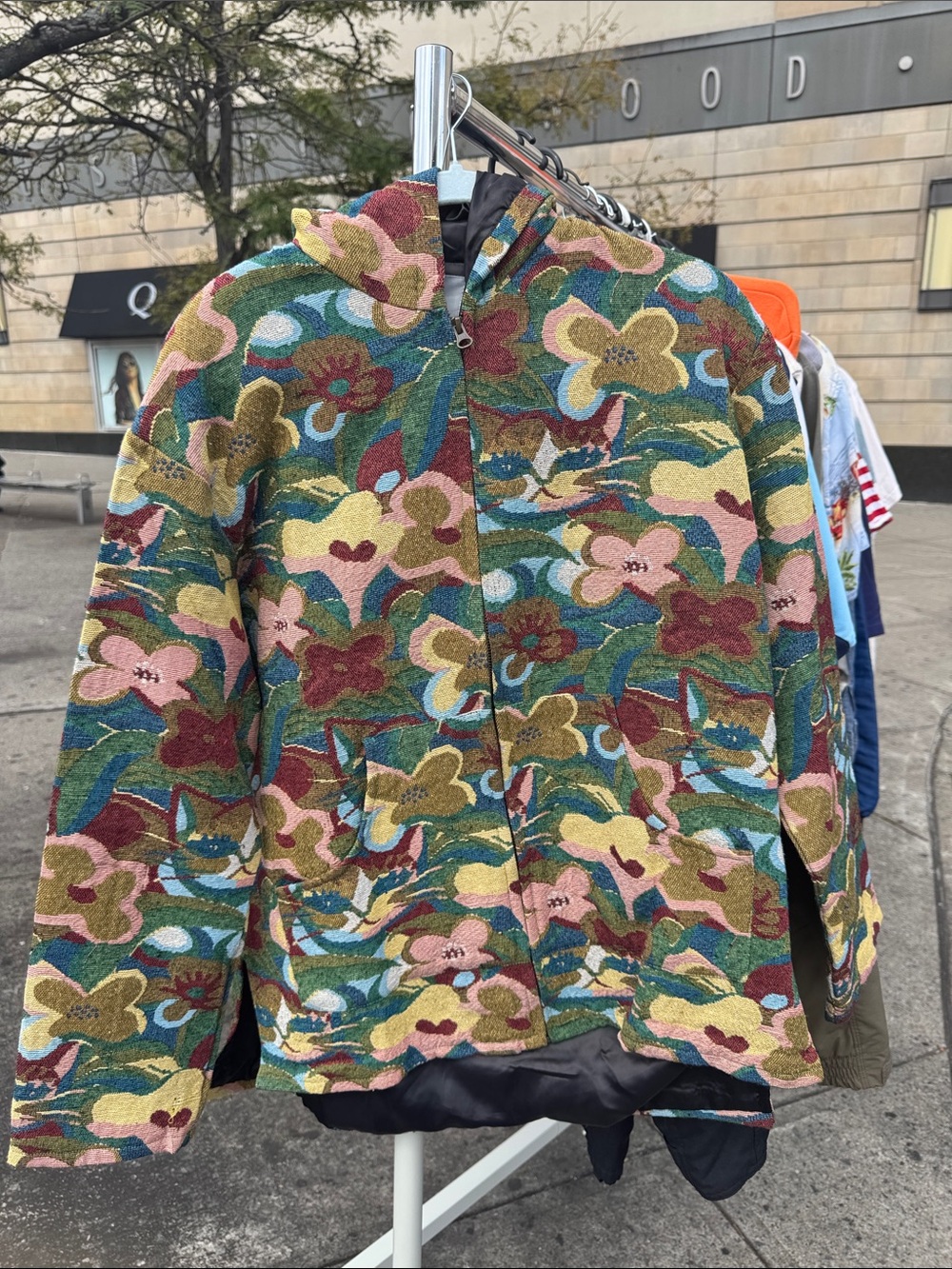 Men's Multicolor Floral Hooded Handmade Tapestry Jacket